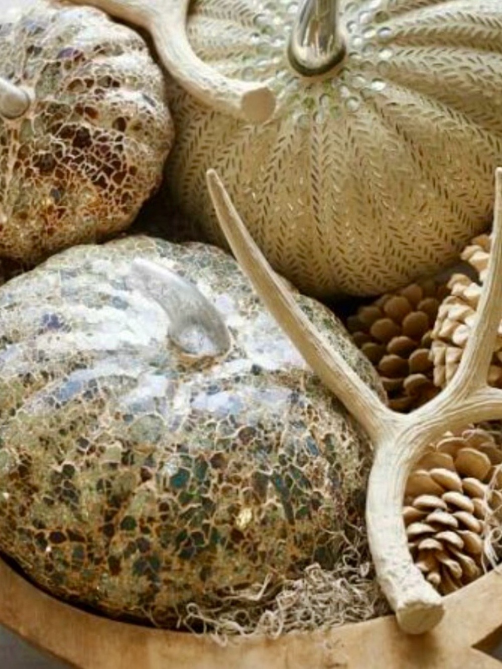 Pottery Barn Neutral Mosaic Pumpkin Lantern Sold Out New 🍁🍂